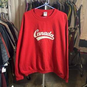 Canada Embroidered Red Crewneck Sweatshirt
